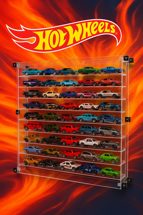 Repisa para 50 carritos Hotwheels en acrilico