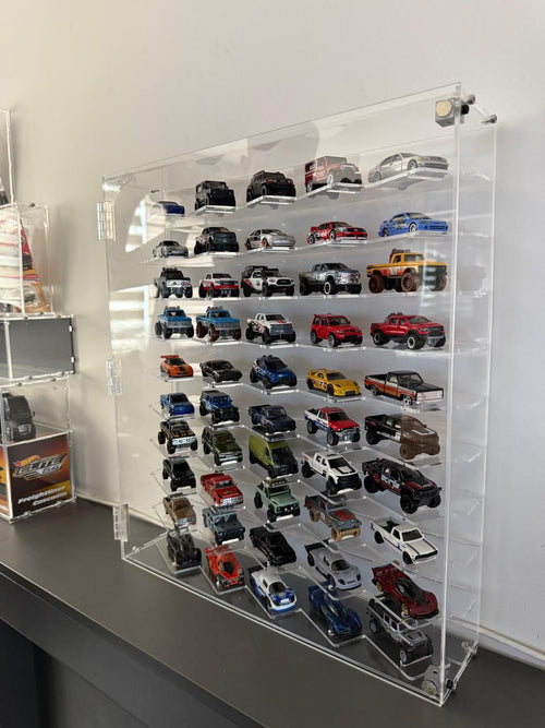 Repisa para 50 carritos Hotwheels en acrilico